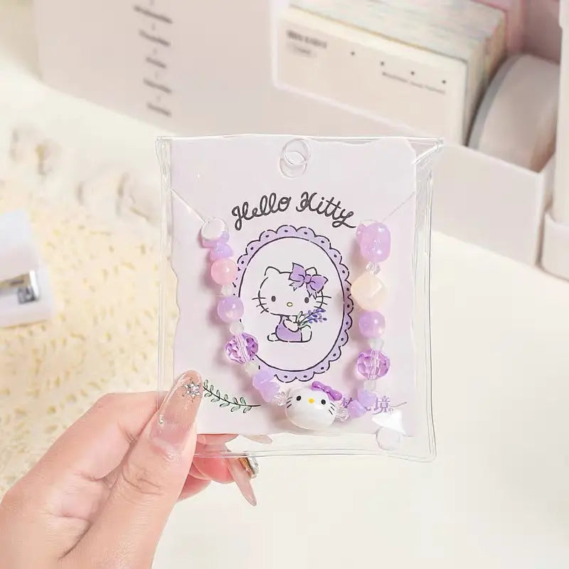 Cute Kitty Beaded Bracelet Kawaii Charm Stretch Bracelet for Kids