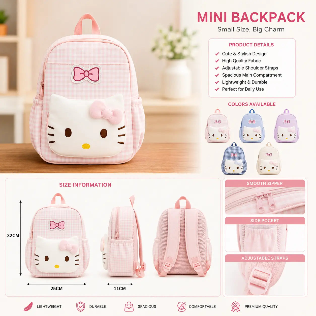 Kitty Mini Kids Backpack – Cute School Backpack for Girls