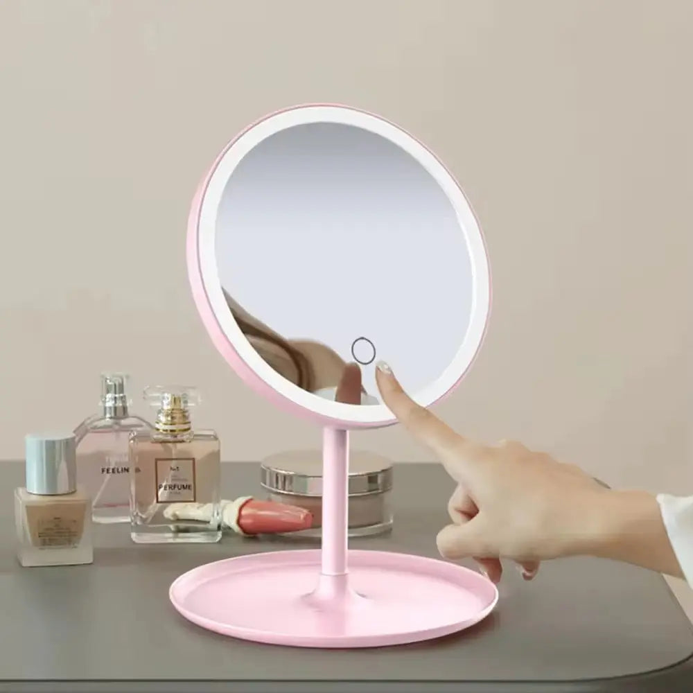 Rechargeable LED Makeup Mirror with Touch Sensor 3 Color Light Vanity Mirror with Storage Tray Sparkels  Sparkels