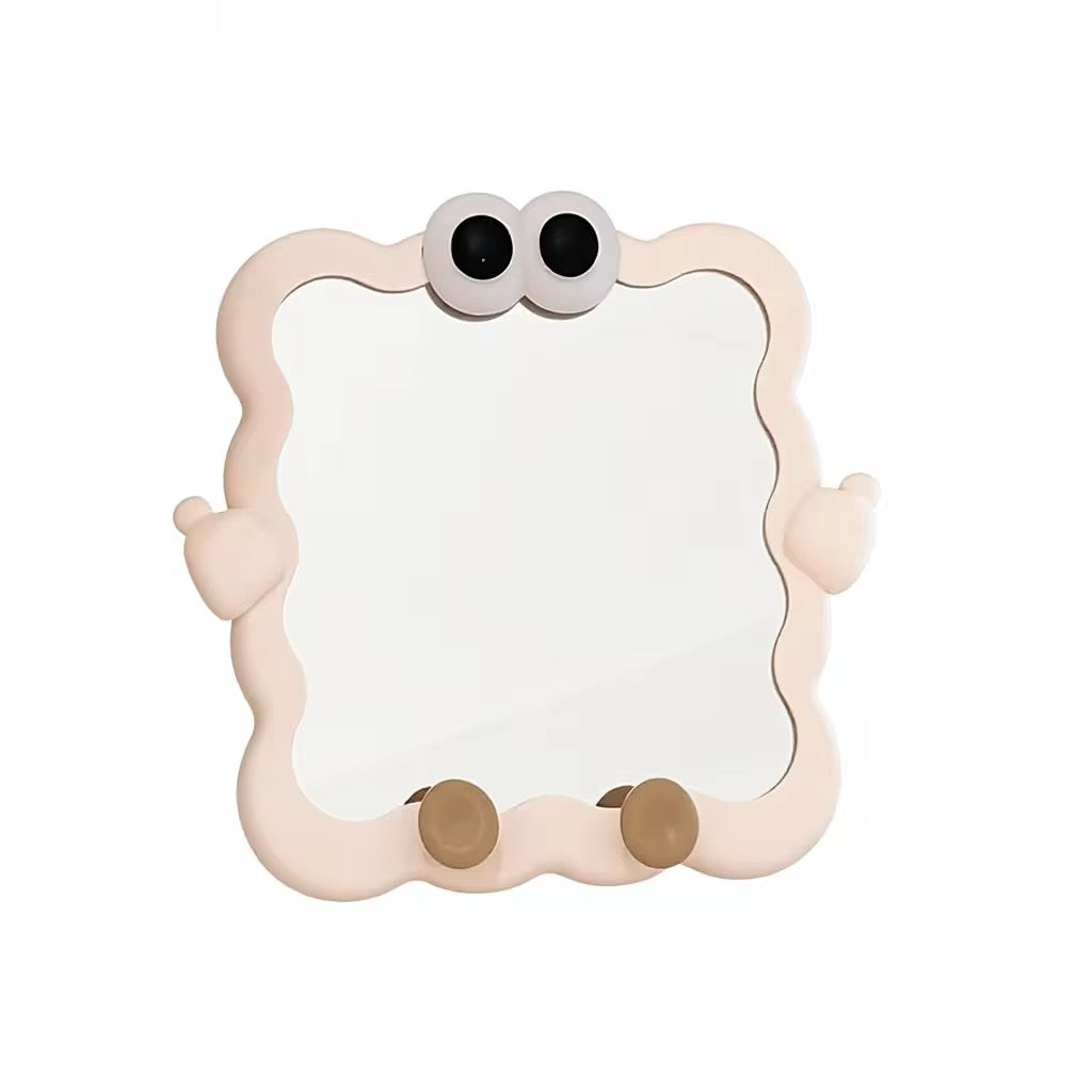 Cute Cartoon Wall Mounted Makeup Mirror with Phone Stand Multifunction Vanity Mirror