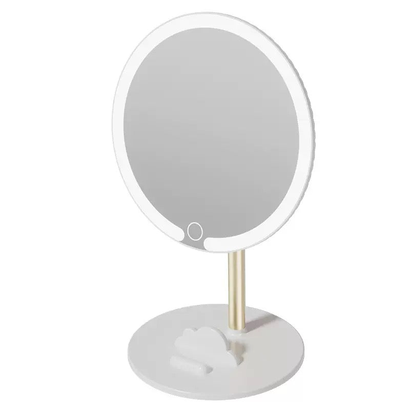 Rechargeable LED Makeup Mirror with Phone Holder 3 Color Touch Light Vanity Mirror