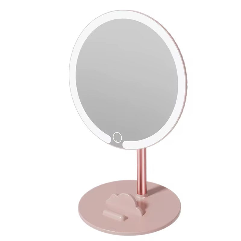 Rechargeable LED Makeup Mirror with Phone Holder 3 Color Touch Light Vanity Mirror