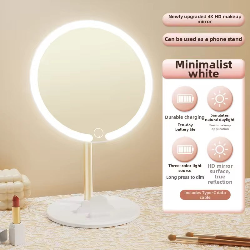 Rechargeable LED Makeup Mirror with Phone Holder 3 Color Touch Light Vanity Mirror