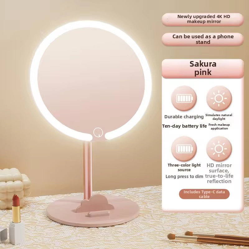 Rechargeable LED Makeup Mirror with Phone Holder 3 Color Touch Light Vanity Mirror