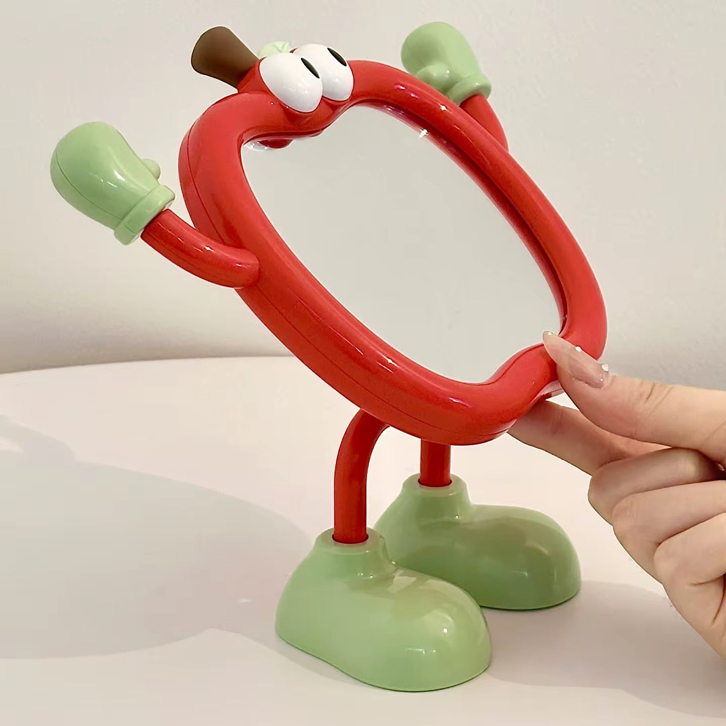 Cute Apple Cartoon Tabletop Makeup Mirror Adjustable Desktop Vanity Mirror