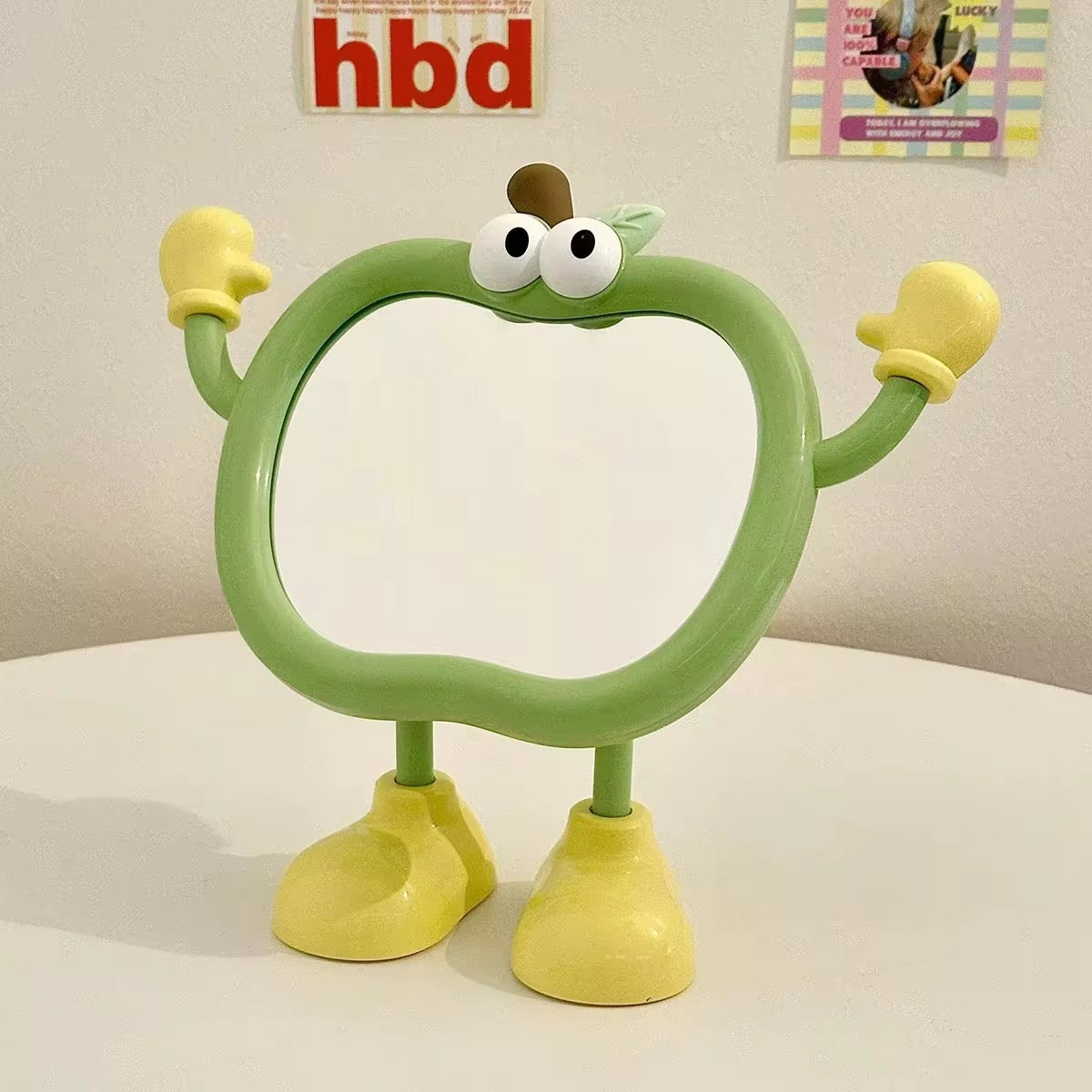 Cute Apple Cartoon Tabletop Makeup Mirror Adjustable Desktop Vanity Mirror