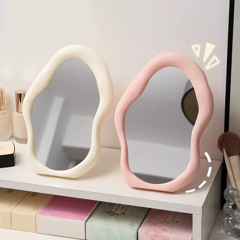Irregular Wavy Vanity Mirror Aesthetic Desktop Makeup Mirror for Bedroom & Dressing Table