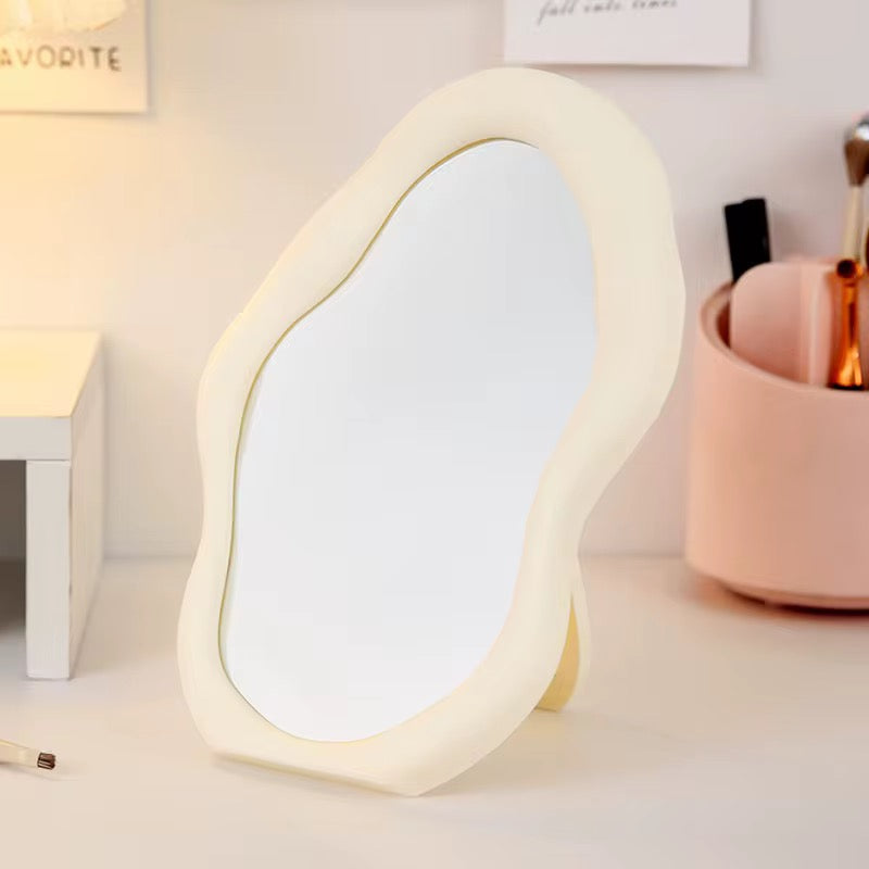 Irregular Wavy Vanity Mirror Aesthetic Desktop Makeup Mirror for Bedroom & Dressing Table
