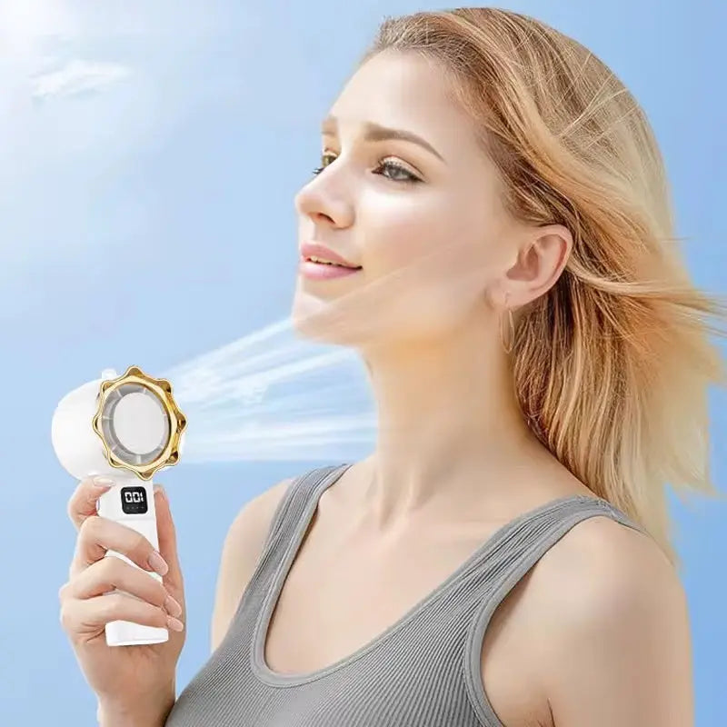 Rechargeable Handheld Turbo Fan with Digital Display & Stand