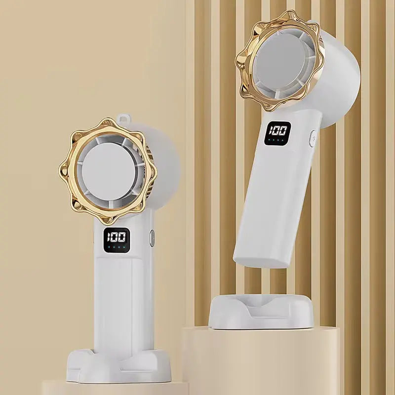 Rechargeable Handheld Turbo Fan with Digital Display & Stand