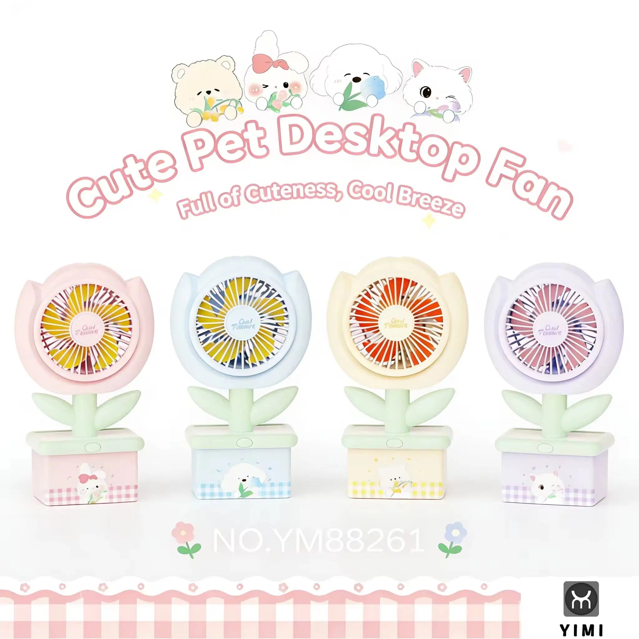 Cute Tulip Mini Portable Desk Fan