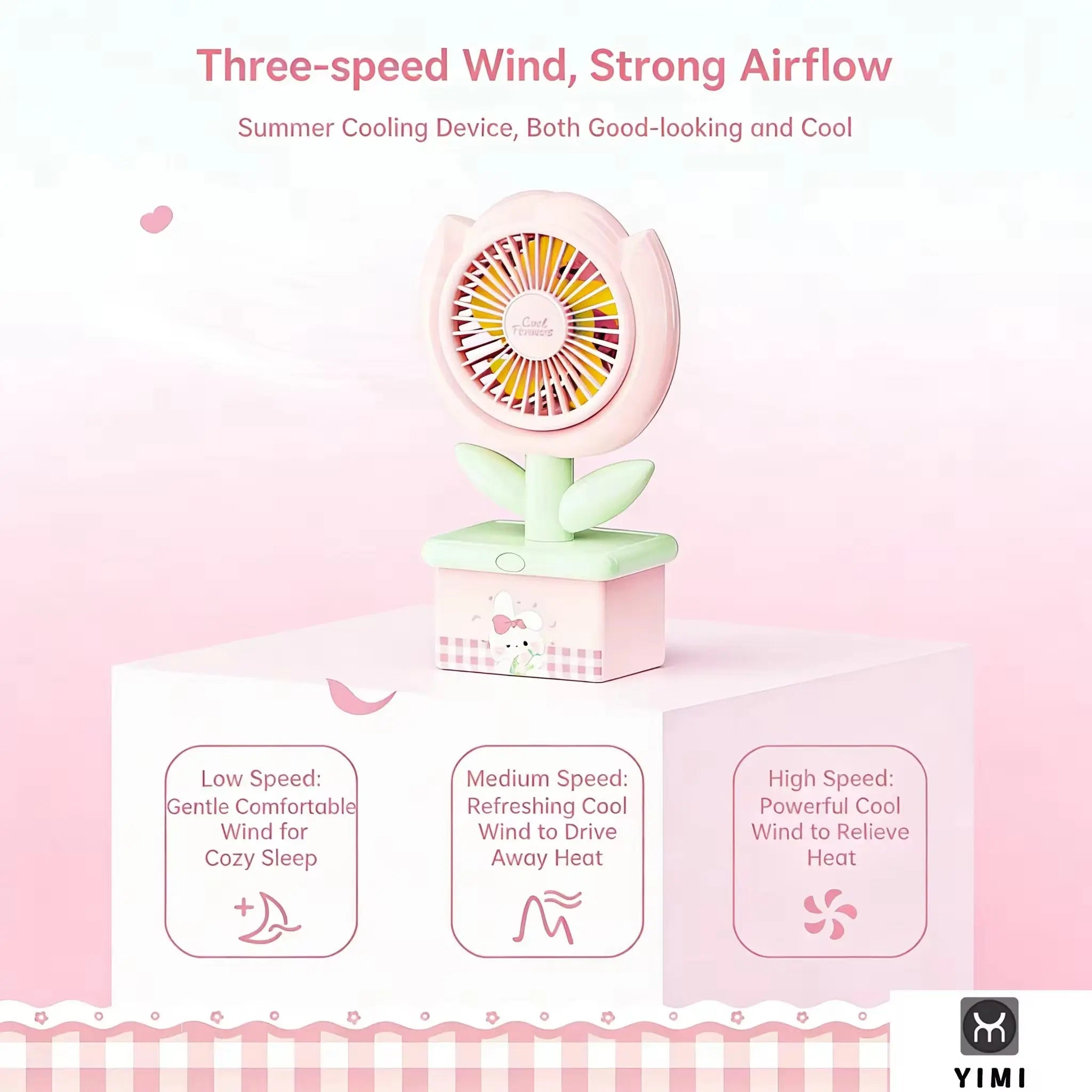 Cute Tulip Mini Portable Desk Fan