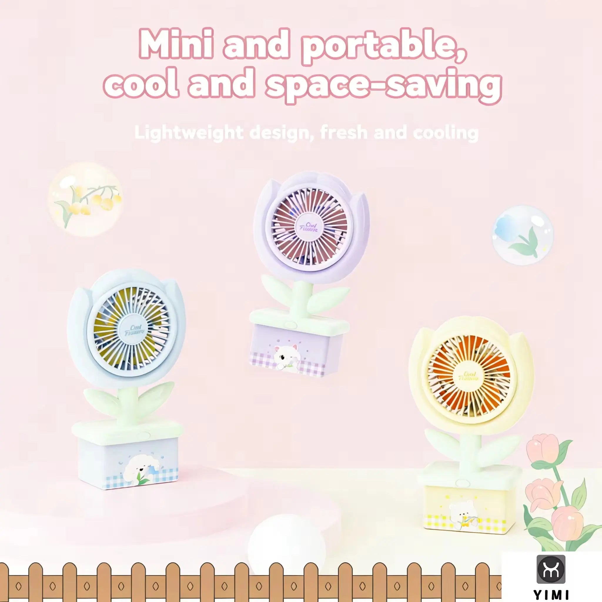 Cute Tulip Mini Portable Desk Fan