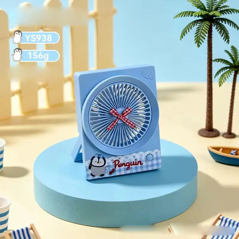 Cute Penguin Mini Portable Desk Fan 3 Speed Adjustable