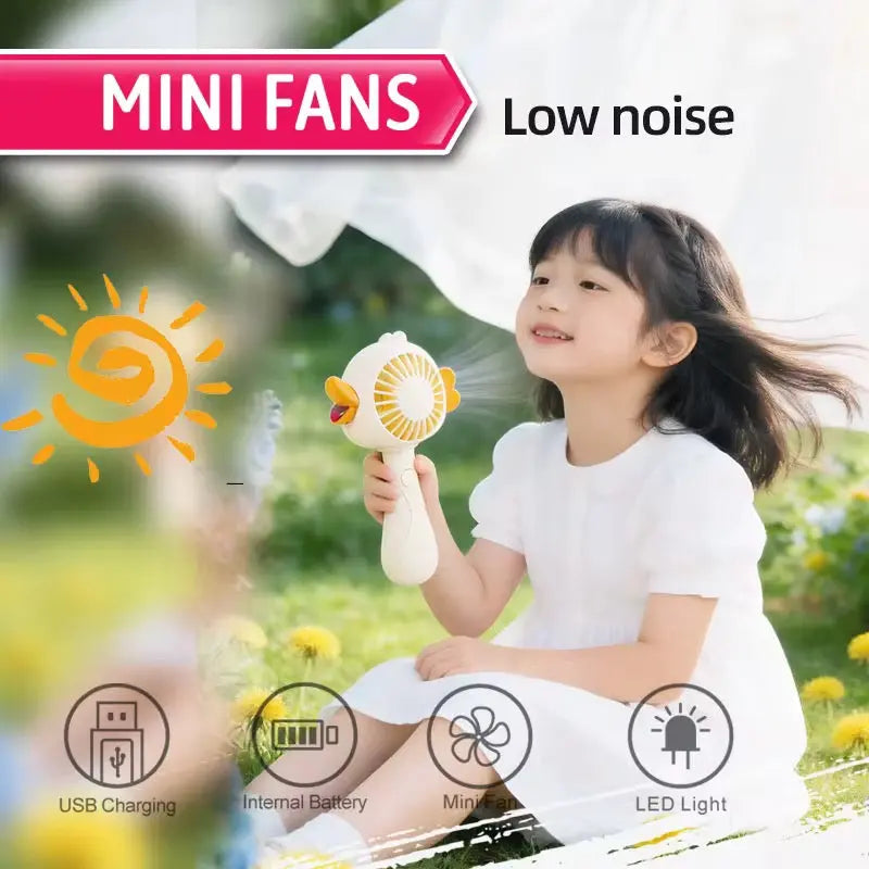 Cute Cartoon Dinosaur Handheld Mini Fan Portable Kids Fan