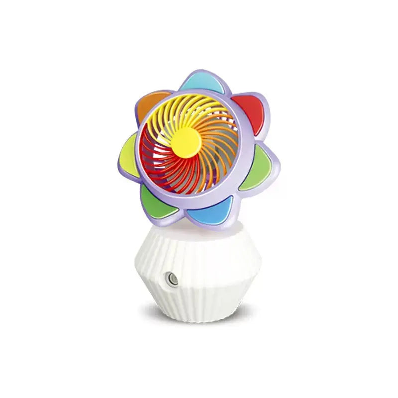 Colorful Flower Mini Portable Fan Humidifying Desktop Cooling Fan