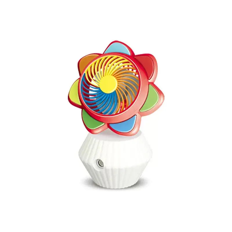 Colorful Flower Mini Portable Fan Humidifying Desktop Cooling Fan