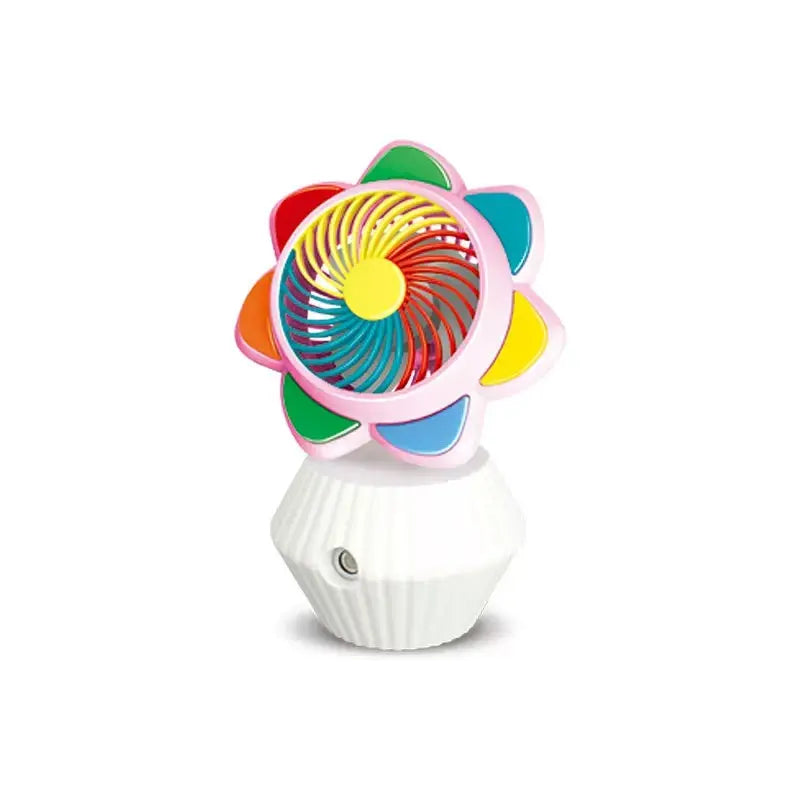Colorful Flower Mini Portable Fan Humidifying Desktop Cooling Fan