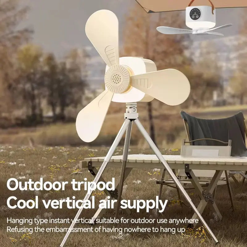 4-in-1 Rechargeable Portable Ceiling Fan with Light, Remote & Tripod Stand
