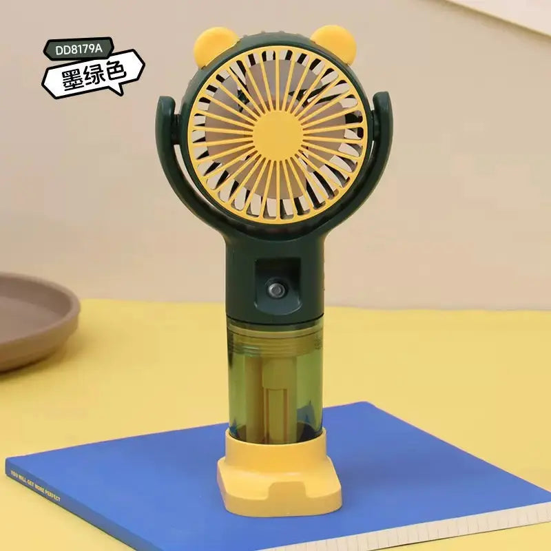 Cute Bear Portable Mist Spray Fan Rechargeable Handheld Mini Fan