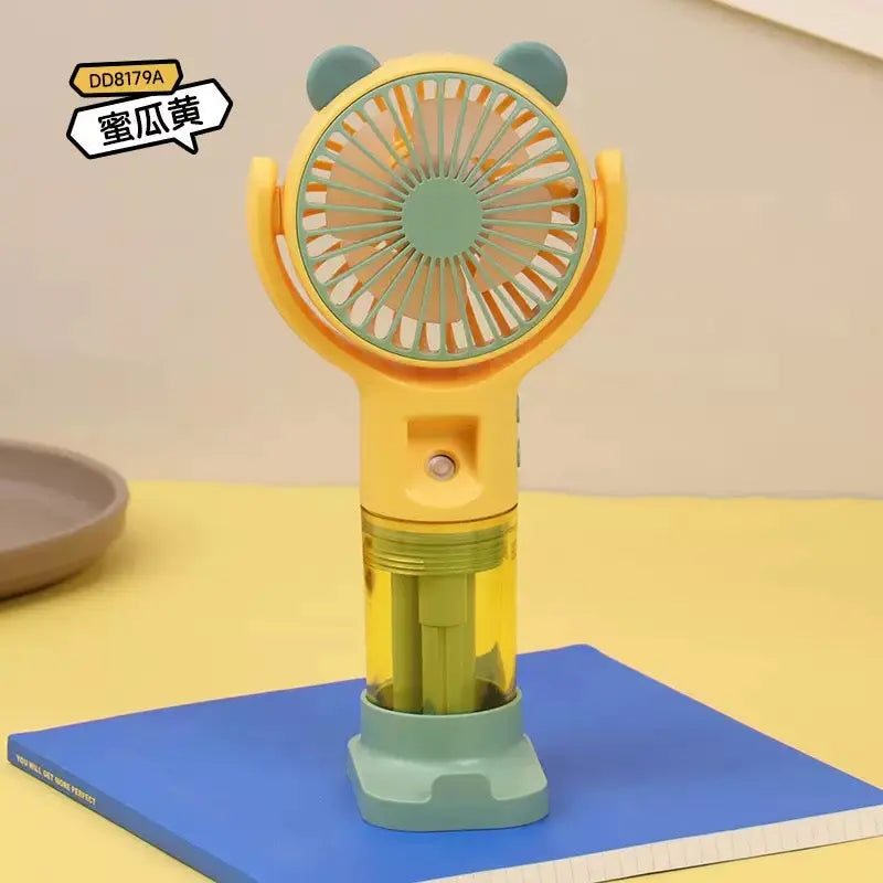 Cute Bear Portable Mist Spray Fan Rechargeable Handheld Mini Fan