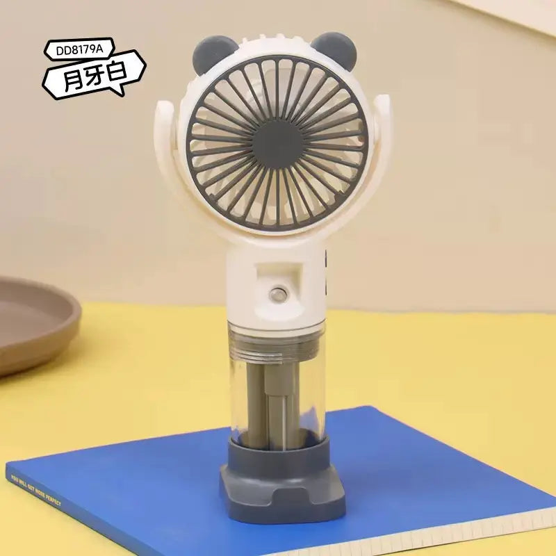 Cute Bear Portable Mist Spray Fan Rechargeable Handheld Mini Fan
