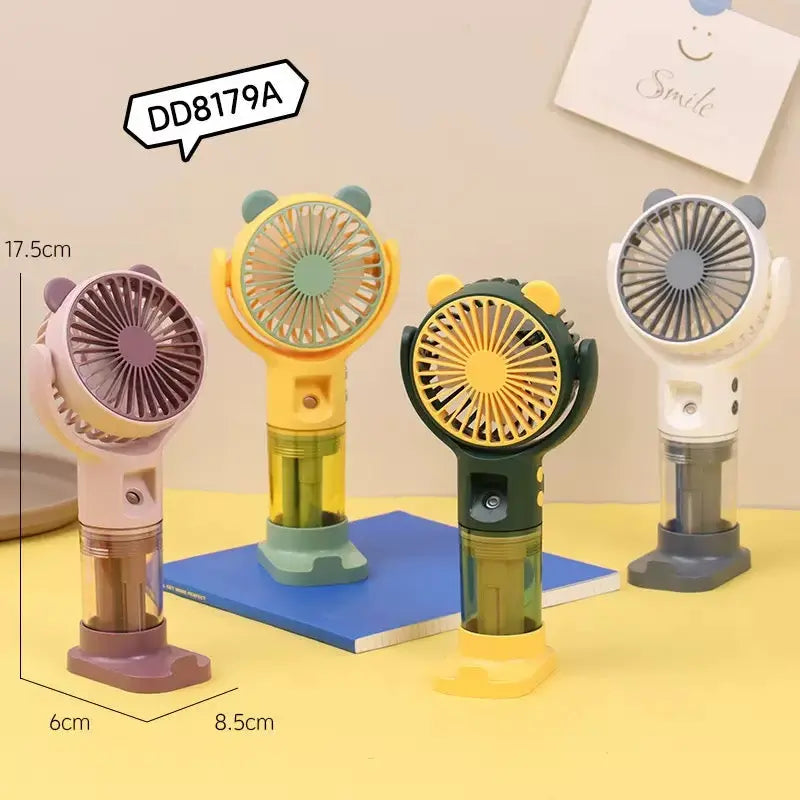Cute Bear Portable Mist Spray Fan Rechargeable Handheld Mini Fan