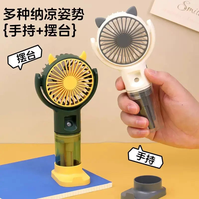 Cute Bear Portable Mist Spray Fan Rechargeable Handheld Mini Fan
