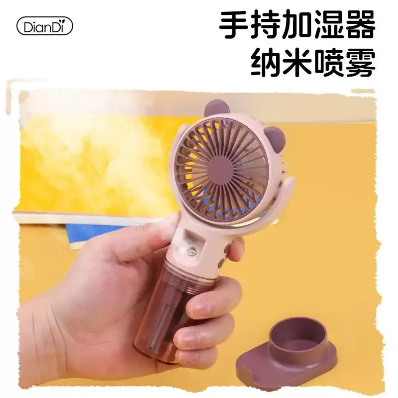 Cute Bear Portable Mist Spray Fan Rechargeable Handheld Mini Fan