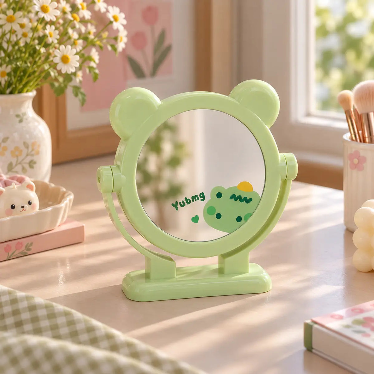 Cute Bear Ear Cartoon Rotating Vanity Mirror