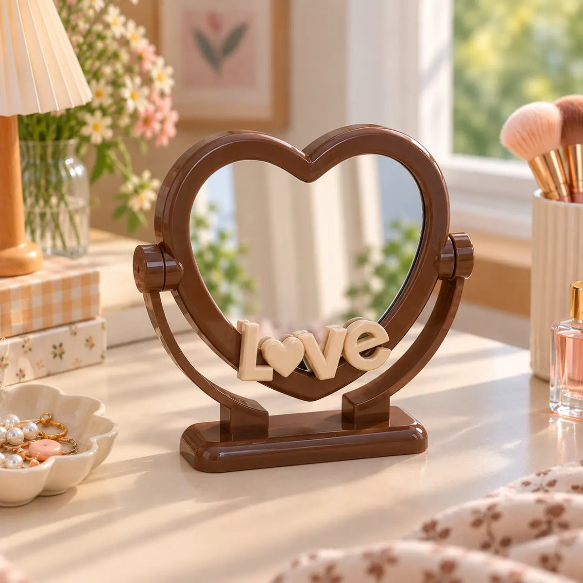 Cute Heart Shaped LOVE Vanity Mirror