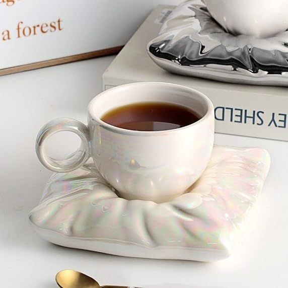 Ceramic Coffee Mug With Pillow Shaped Coaster Without Spoon