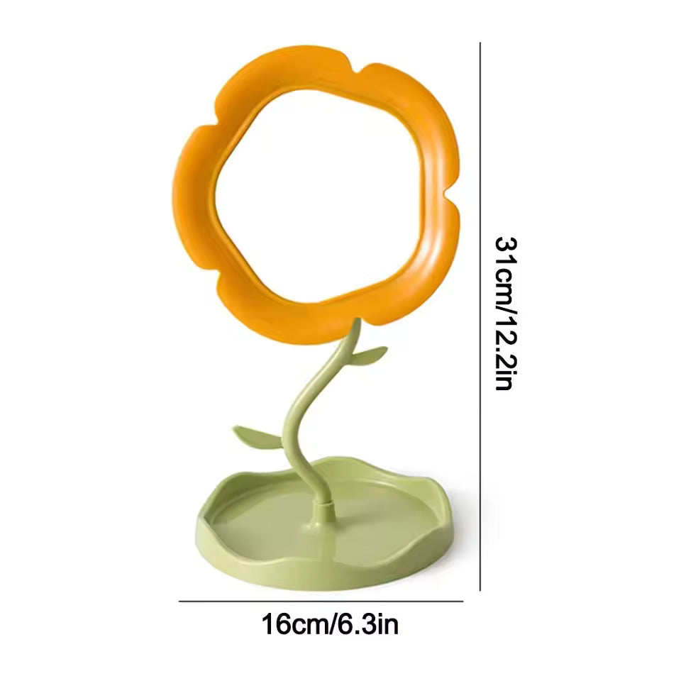 Floral Desktop Makeup Mirror Rotatable Vanity Mirror for Dorm, Bedroom & Beauty Use
