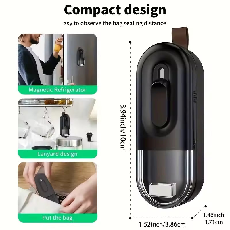 Mini Battery Powered Vacuum Heat Sealer Portable Plastic Bag Sealer with Cutter Food Storage Tool for Home & Travel
