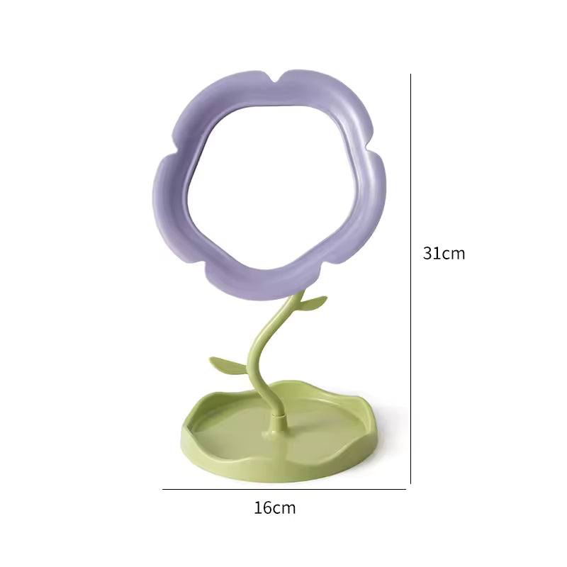 Floral Desktop Makeup Mirror Rotatable Vanity Mirror for Dorm, Bedroom & Beauty Use
