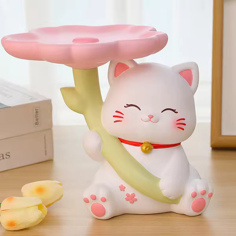 Flower Umbrella Meow Meow Cat Decorative Tray