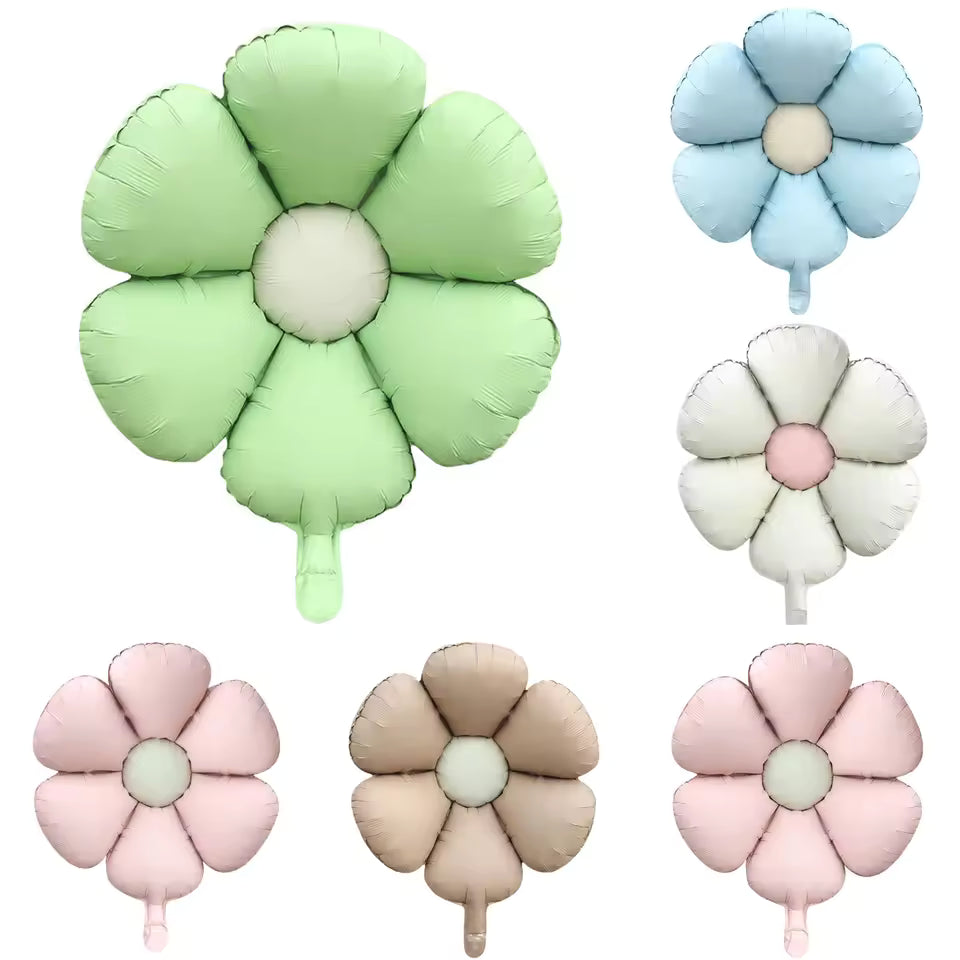 Retro Daisy Foil Balloons Matte Six-Petal Flower Balloons for Groovy Party & Birthday Decorations