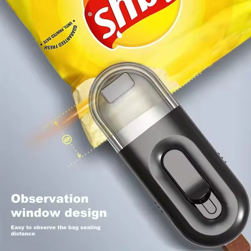 Mini Battery Powered Vacuum Heat Sealer Portable Plastic Bag Sealer with Cutter Food Storage Tool for Home & Travel