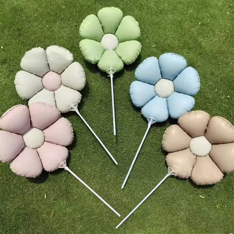 Retro Daisy Foil Balloons Matte Six-Petal Flower Balloons for Groovy Party & Birthday Decorations