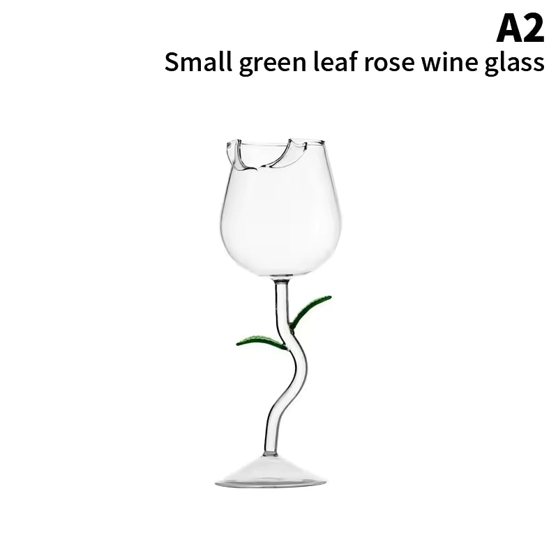 Creative Rose Shaped Wine Goblet Crystal Stem Glass for Wine & Champagne Romantic Gift for Valentine’s Day or Weddings