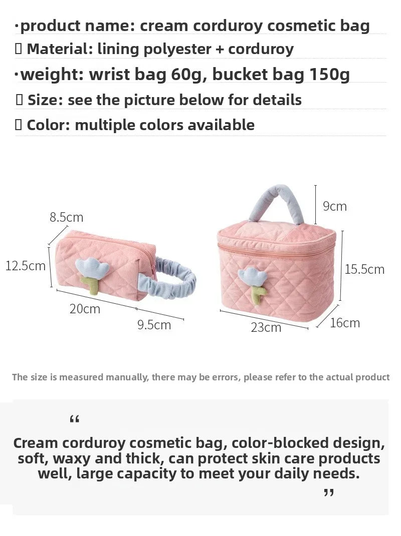 Tulip Flower Cosmetic Bag Large Capacity Travel Makeup Pouch for Women