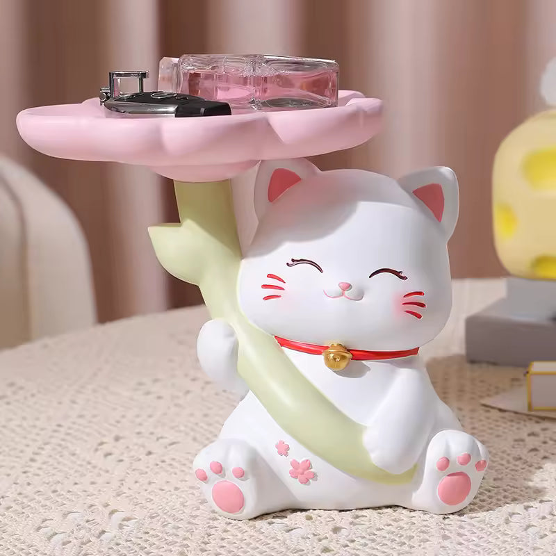 Flower Umbrella Meow Meow Cat Decorative Tray
