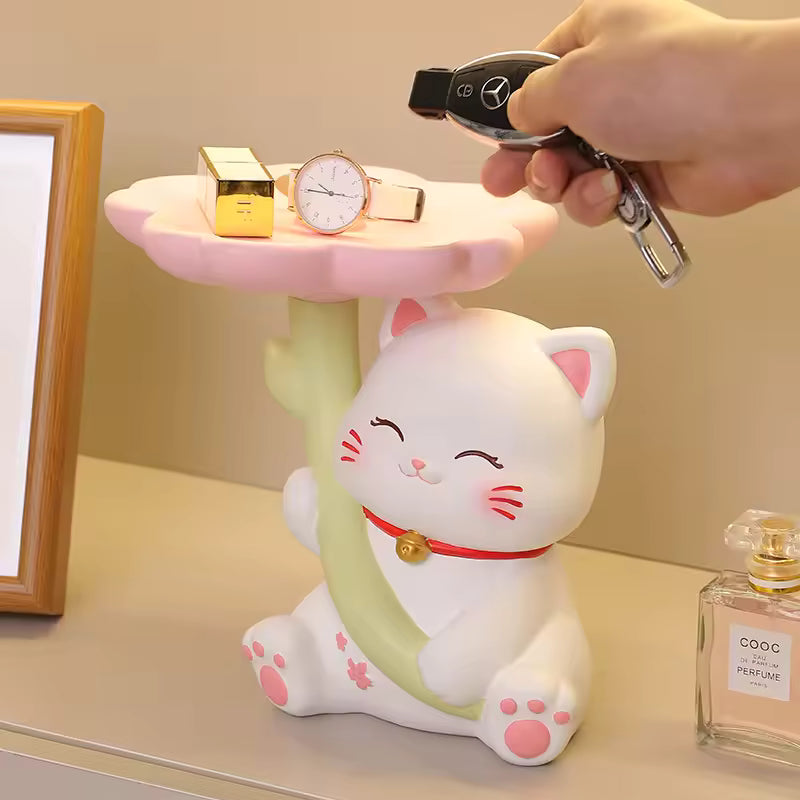Flower Umbrella Meow Meow Cat Decorative Tray