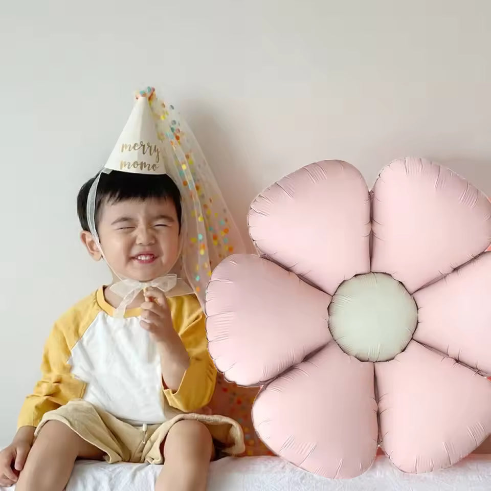 Retro Daisy Foil Balloons Matte Six-Petal Flower Balloons for Groovy Party & Birthday Decorations
