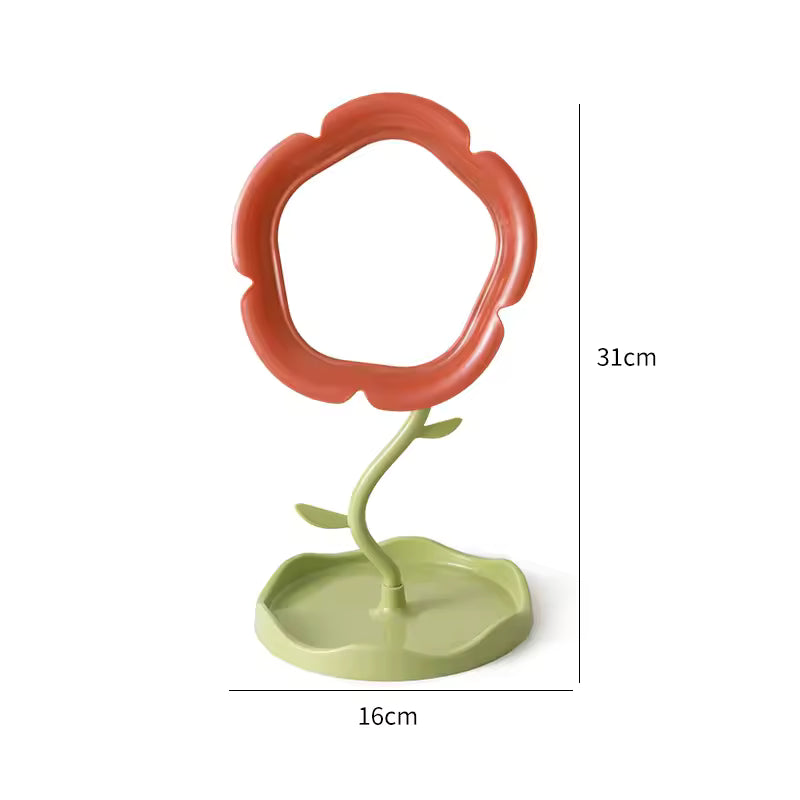 Floral Desktop Makeup Mirror Rotatable Vanity Mirror for Dorm, Bedroom & Beauty Use