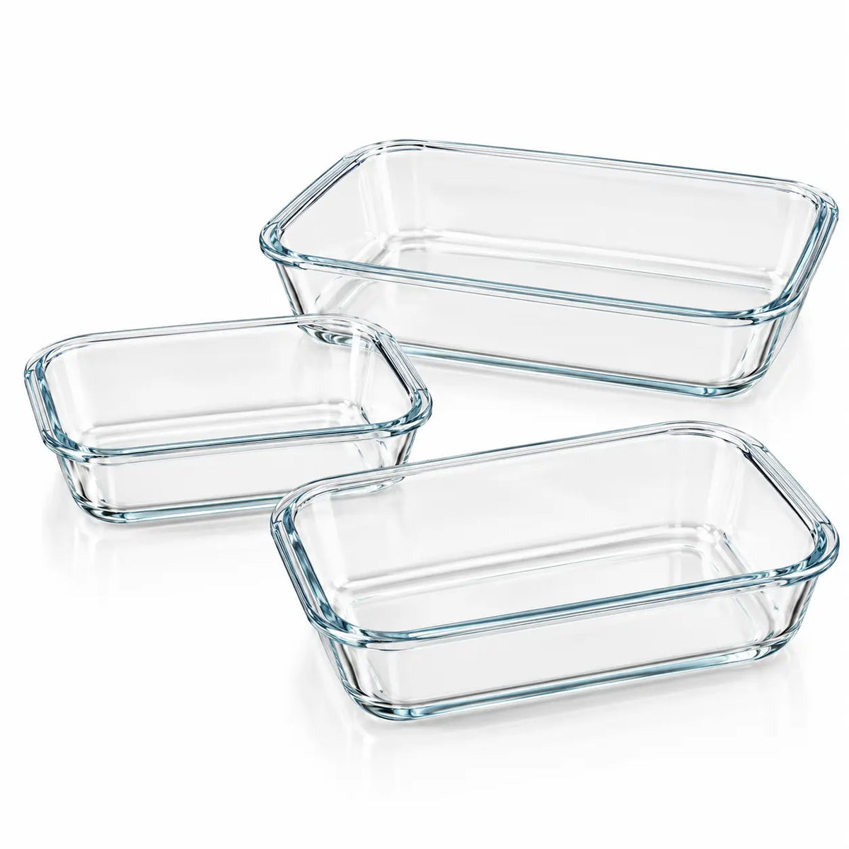 Premium Rectangular Clear Glass Baking & Serving Dish Set 3 Pcs