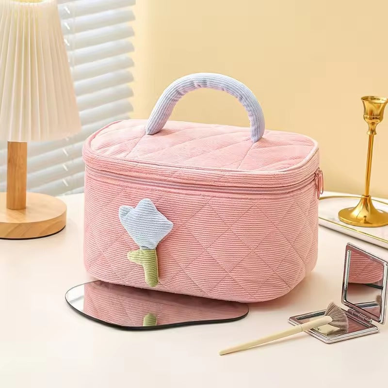 Tulip Flower Cosmetic Bag Large Capacity Travel Makeup Pouch for Women