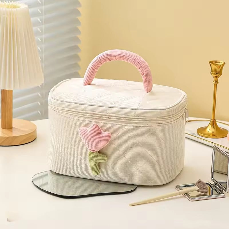 Tulip Flower Cosmetic Bag Large Capacity Travel Makeup Pouch for Women