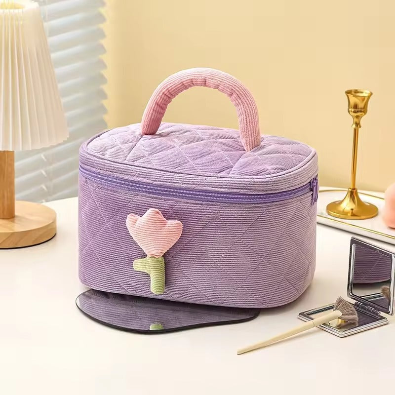 Tulip Flower Cosmetic Bag Large Capacity Travel Makeup Pouch for Women