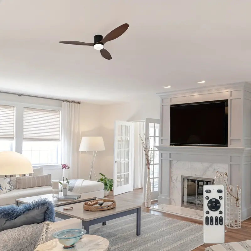 52 Inch Modern LED Ceiling Fan with Remote 3 Blades, 3 Light Colors & 6 Wind Speeds